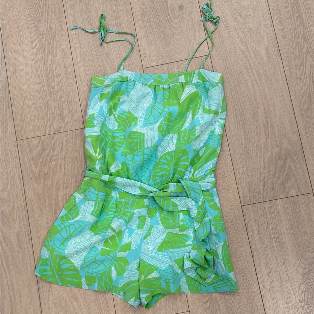Lily Pulitzer Green Leaf Print Women’s Romper size 2